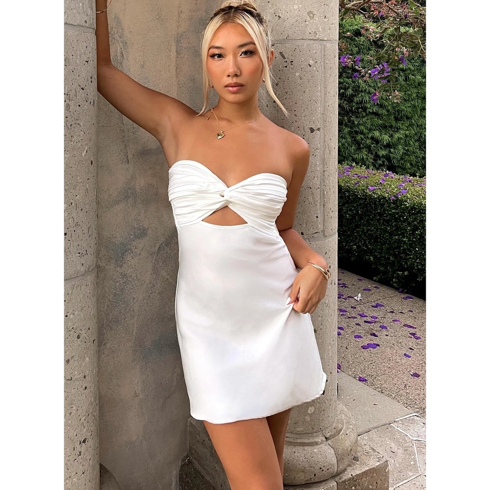 Princess Polly Shellie Mini Dress White Satin Party Sz 8